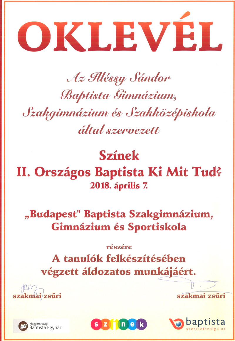 Színek II. Országos Baptista Ki Mit Tud?
